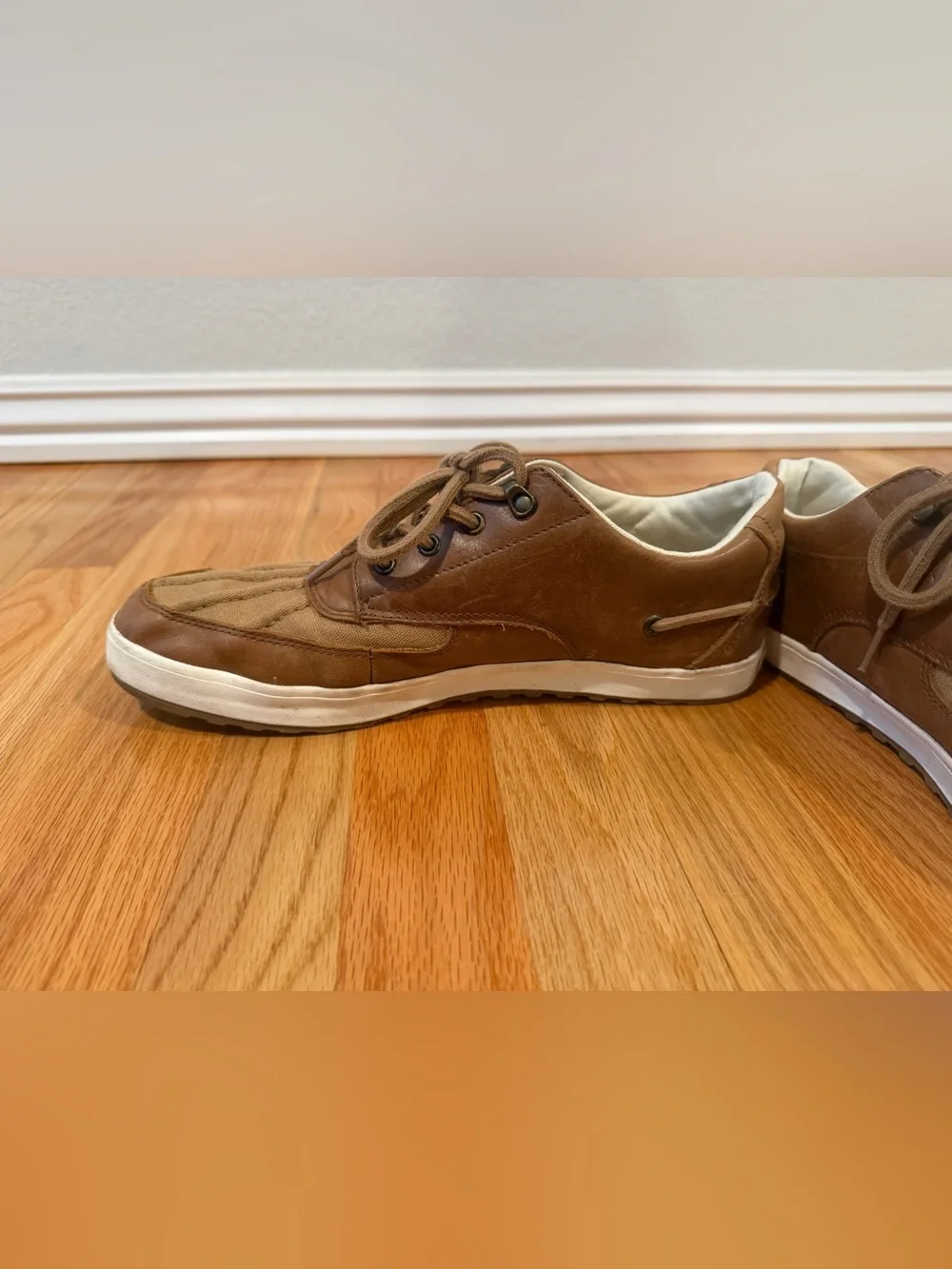 Polo Ralph Lauren Ramiro Brown Leather & Canvas Boat Shoes Size 12D